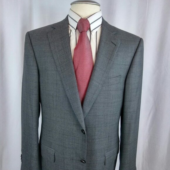 Ermenegildo Zegna Trofeo 600 Suit 44R Gry Birdseye